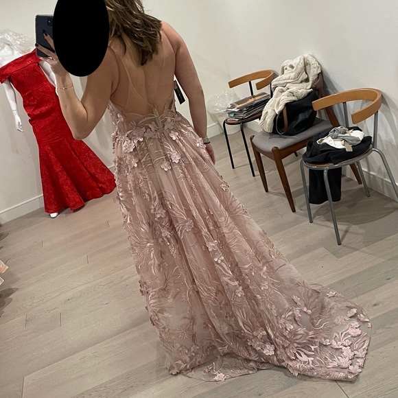 Nicole Bakti 6780 CUTE Pink Floral and Mesh Evening Dress - Picture 2 of 4